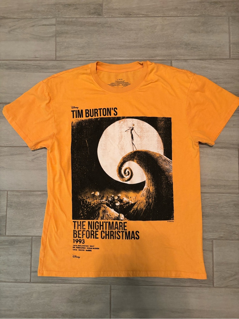 Disney The Nightmare Before Christmas Orange Graphic Tee, Large